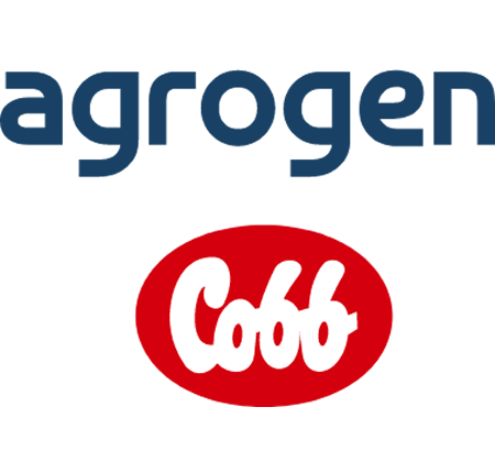 Imagem mostrando a logo da Agrogen e a logo de sua parceira Cobb